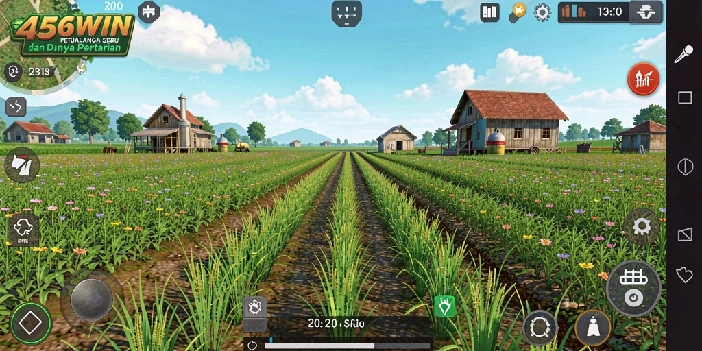 Gameplay 456WIN menampilkan aksi seru di lahan pertanian.