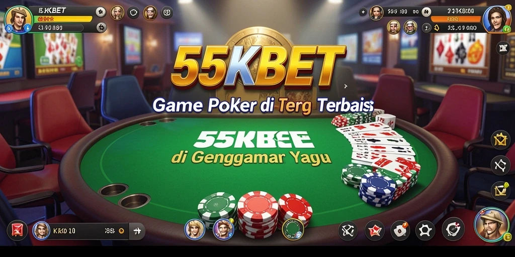 Tampilan gameplay poker yang mendebarkan di 55KBET.