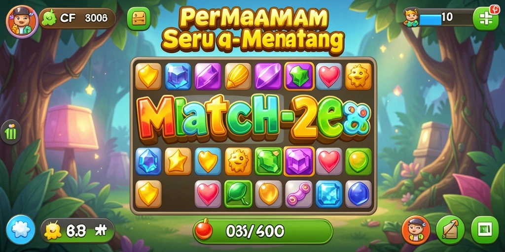 Tampilan menarik saat bermain permainan Match-3 6CF.