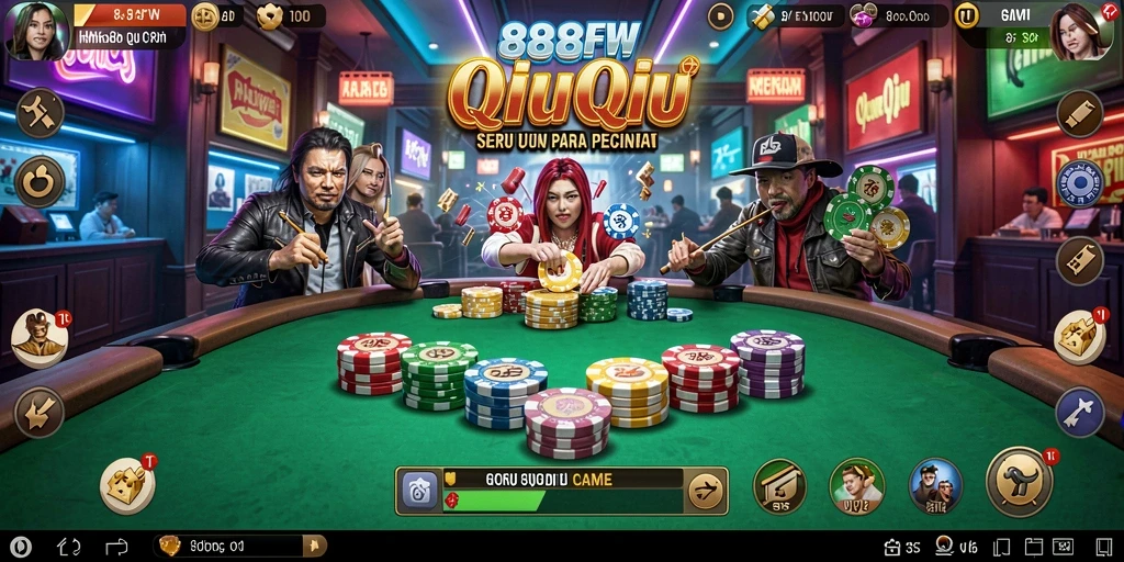 Screenshot 888FW menampilkan aksi seru permainan QiuQiu.