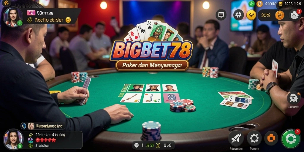 Screenshot gameplay poker dengan aksi seru dari BIGBET78.