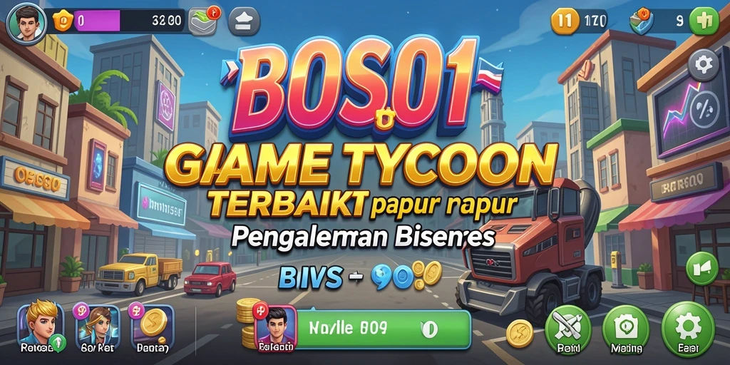 Screenshot menunjukkan gameplay menarik di BOS01 dengan banyak kegiatan bisnis.