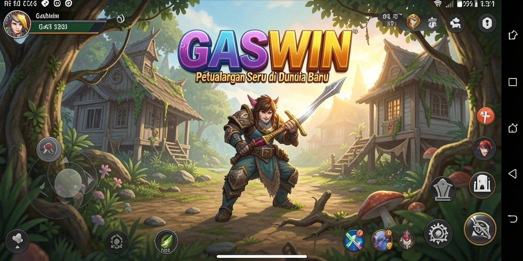 Tampilan gameplay GASWIN yang menampilkan petualangan seru dan karakter menarik.