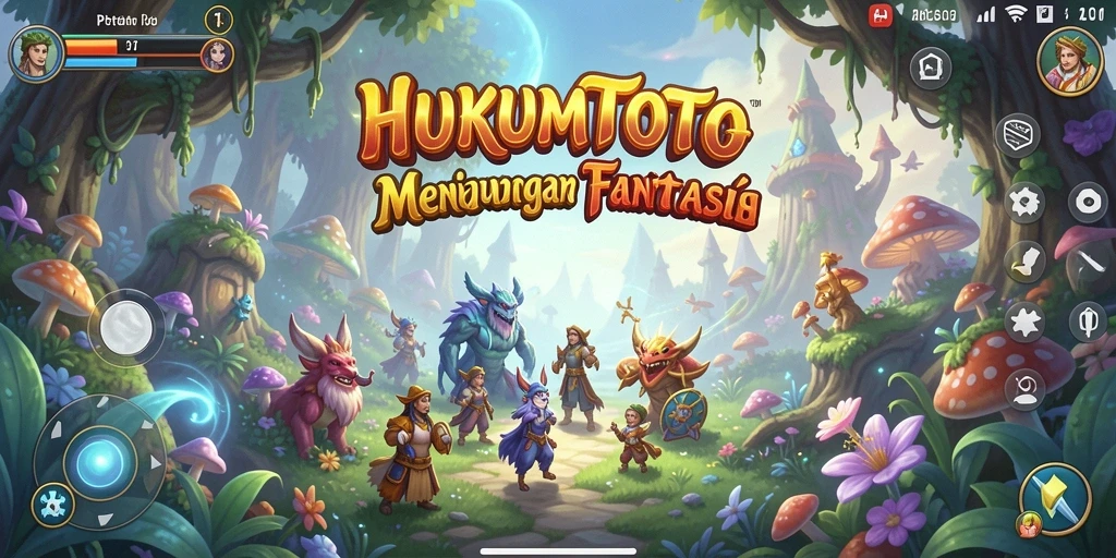 Tampilan gameplay HUKUMTOTO dengan karakter menjelajah dunia penuh petualangan.