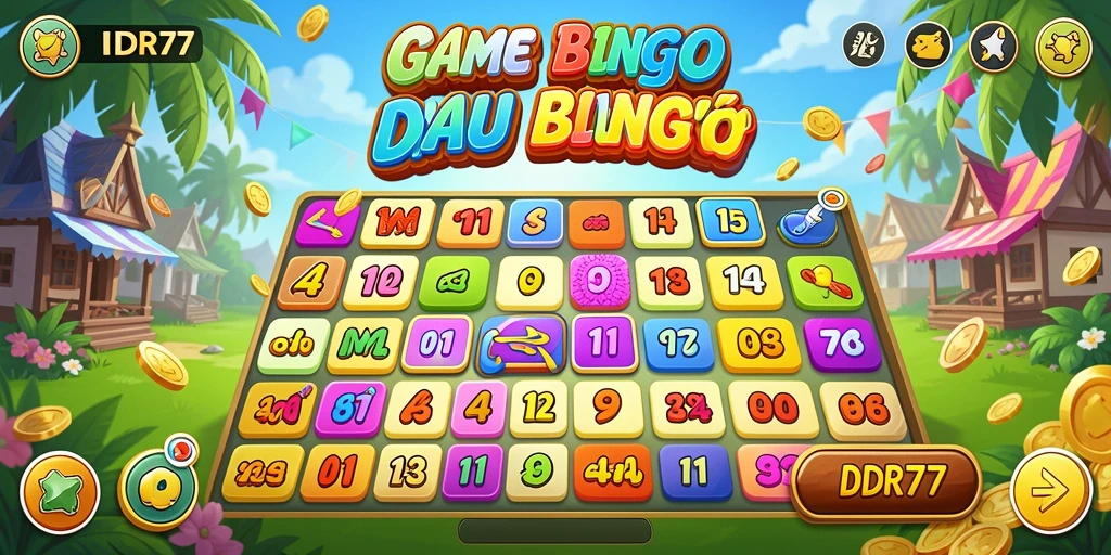 Screenshot menunjukkan pemain menikmati permainan Bingo IDR77 yang penuh warna.