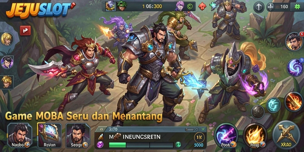 Gameplay seru dari JEJUSLOT dalam pertarungan MOBA.