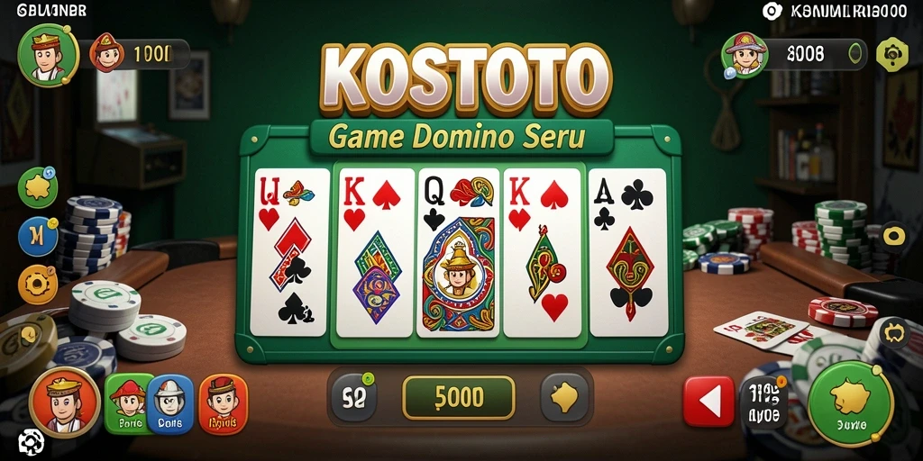 Screenshot gameplay KOSTOTO dengan kartu domino yang sedang dimainkan.