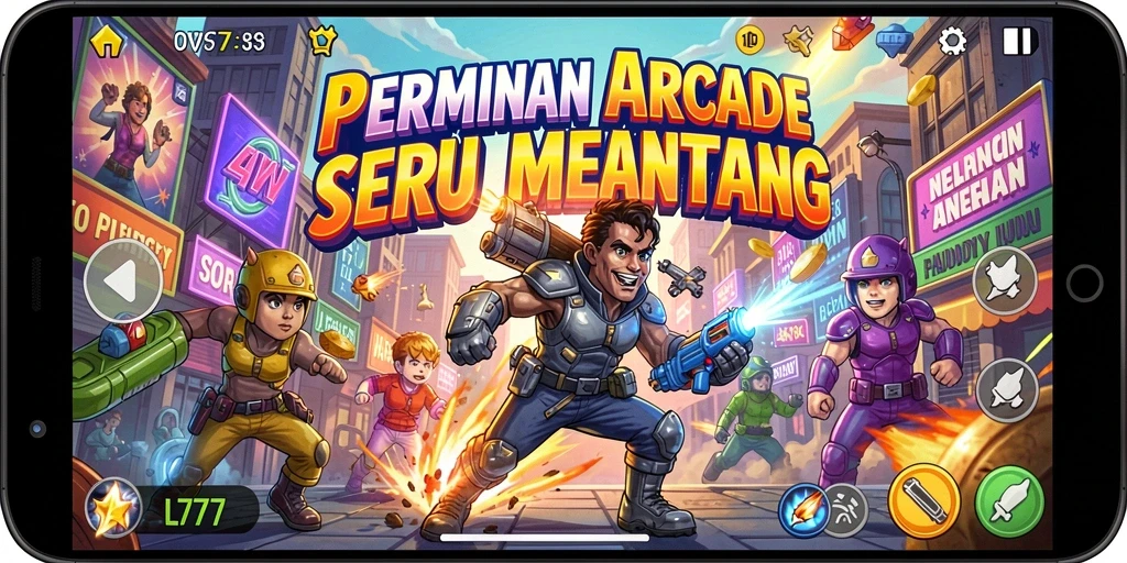Tampilan gameplay L777 yang menakjubkan dan penuh aksi Arcade.