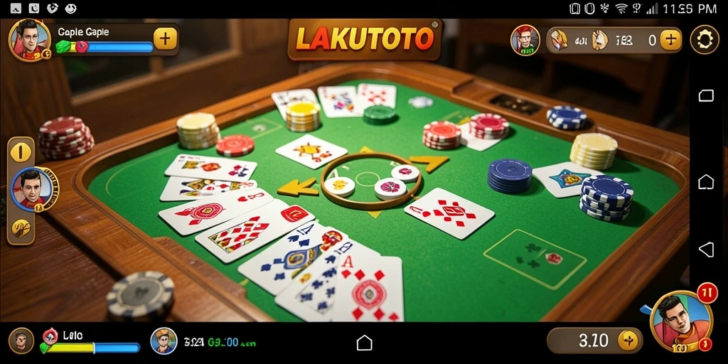 Tampilan gameplay seru dalam permainan Gaple LAKUTOTO.
