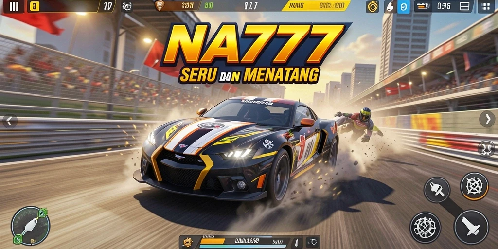 Tampilan gameplay NA777 dalam balapan yang menegangkan dan adrenalin tinggi.