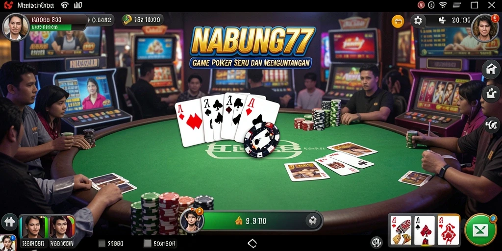 Screenshot gameplay NABUNG77 yang menampilkan serunya permainan Poker.