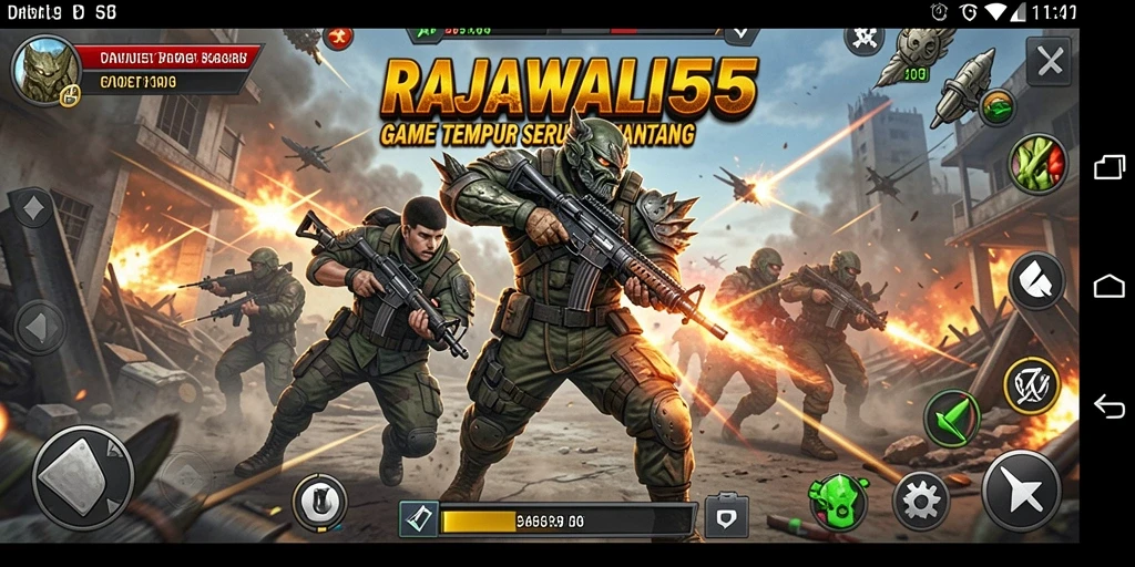 Tangkapan layar utama RAJAWALI55 menampilkan pertempuran seru dalam mode TPS.