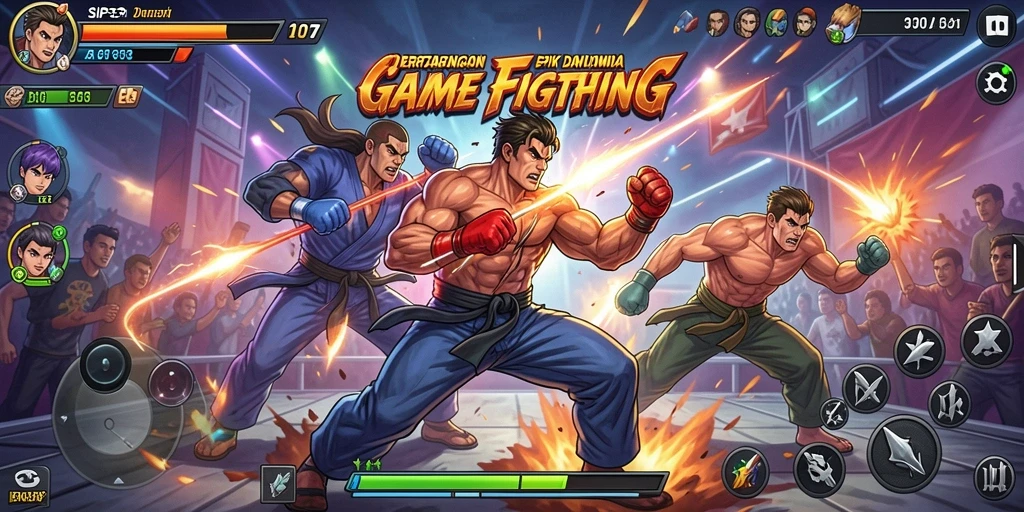 Screenshot SIP33 menampilkan pertarungan seru antara karakter yang berbeda.