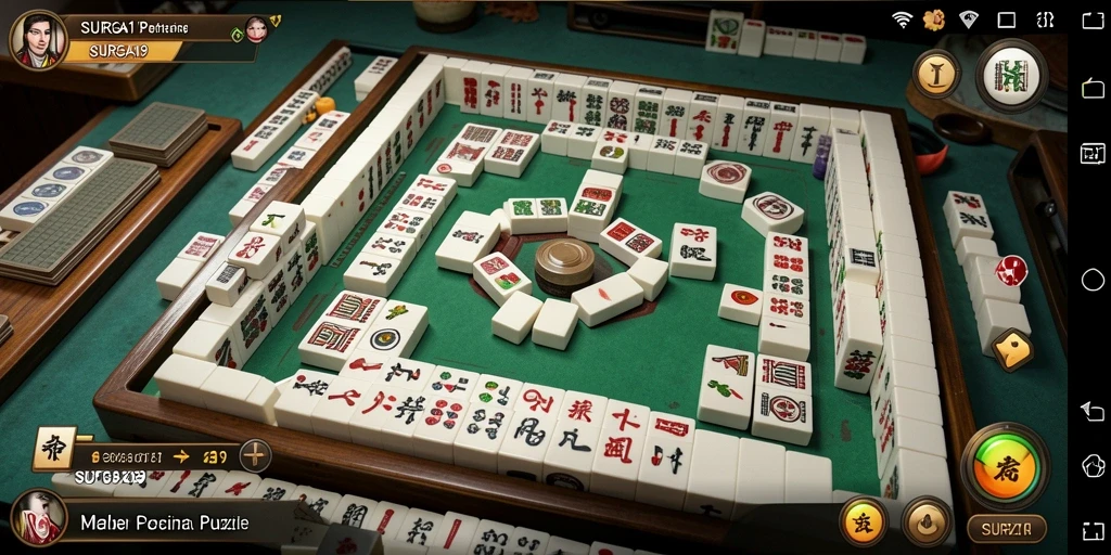 Tampilan gameplay seru dari SURGA19 dengan tantangan Mahjong yang menarik.