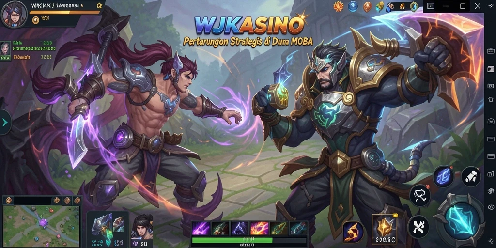Screenshot WJKASINO menampilkan pertarungan seru dalam game MOBA.